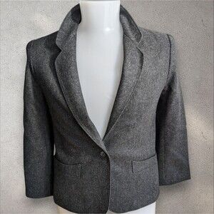 Gray Wool Blend Blazer Jacket Business Career Minimalist Classic